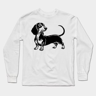 Stick figure dash hound dog in black ink Long Sleeve T-Shirt